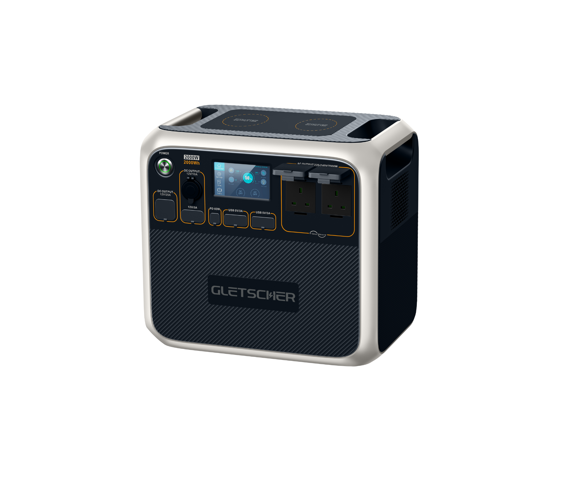 Camper Elite 200 portable powerstation with 2000Wh capacity, 2000W rated power, and 4800W surge output, compact design with multiple AC and DC ports