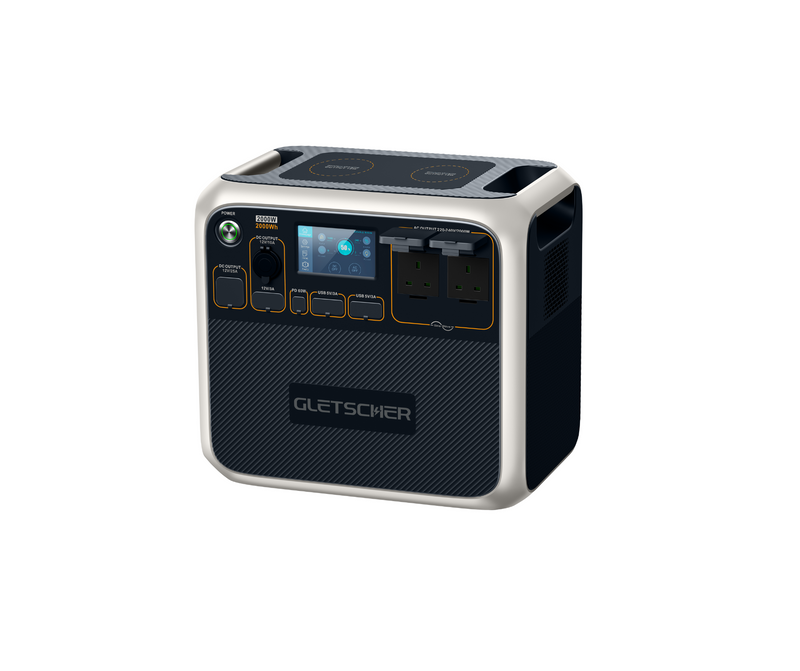 Camper Elite 200 portable powerstation with 2000Wh capacity, 2000W rated power, and 4800W surge output, compact design with multiple AC and DC ports