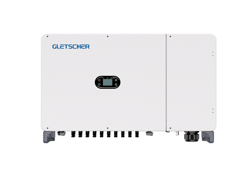 Alloy GN136KTR3 on-grid solar inverter with 136.0kW AC output, front-facing view, Gletscher branding