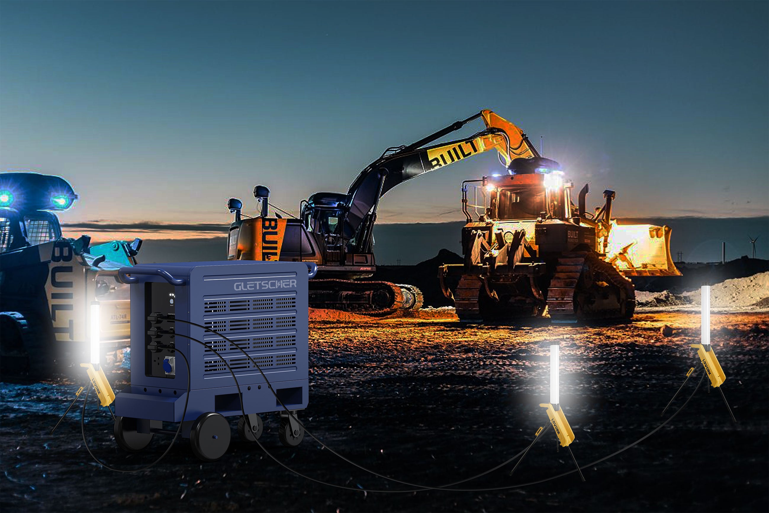 Gletscher CamperPRO Portable Power Station powering remote industrial site – MPPT solar, dual AC output, off-grid ready
