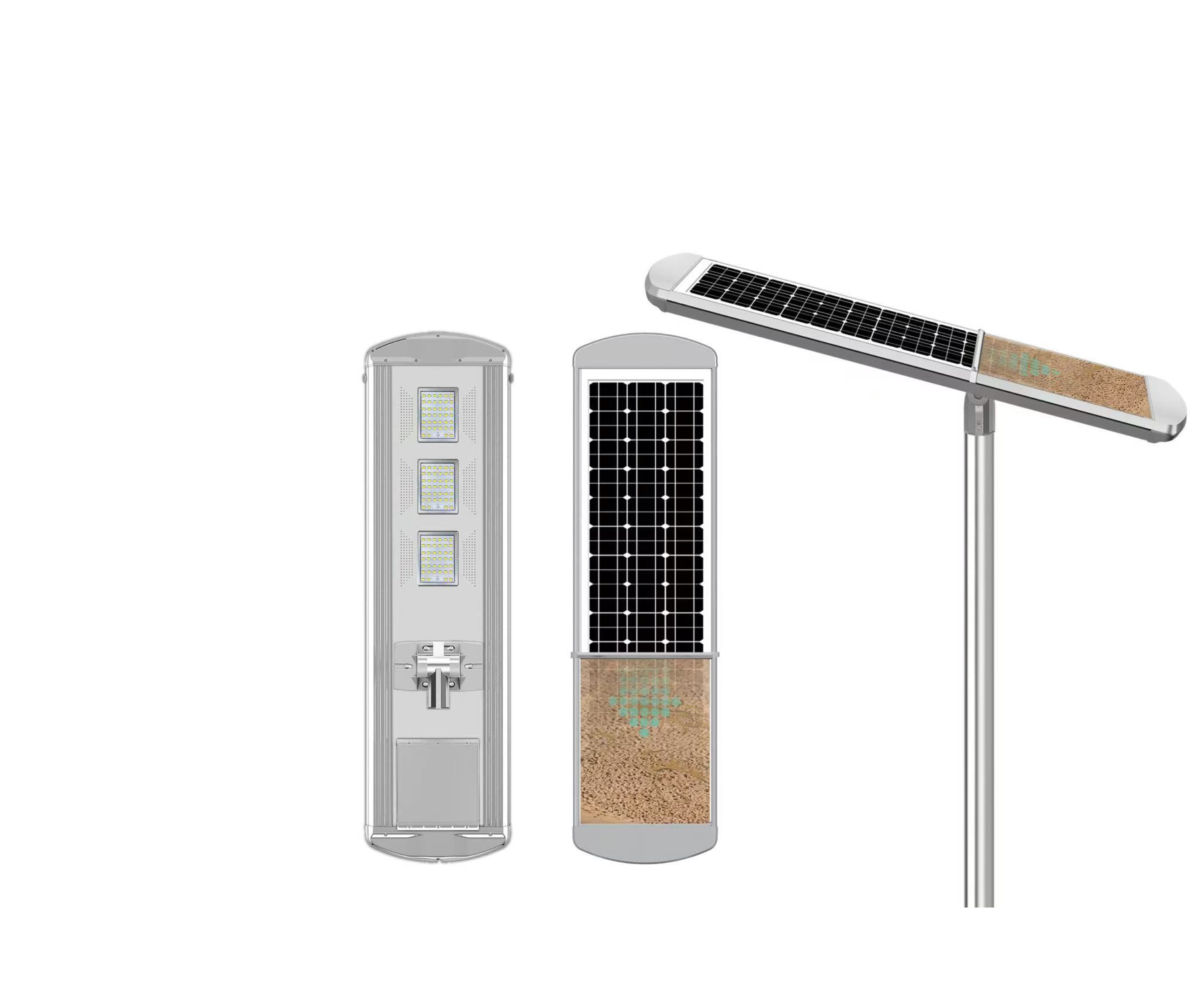 Gletscher Stellar Series self-cleaning solar street light with integrated dust-repellent panel and LED module – designed for low-maintenance outdoor lighting in dusty environments.